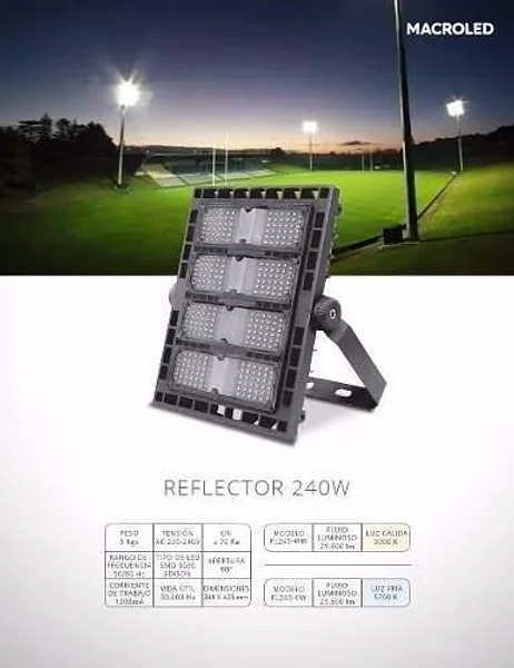 Reflector LED Macroled FL-240 240W con luz color blanco frío 2